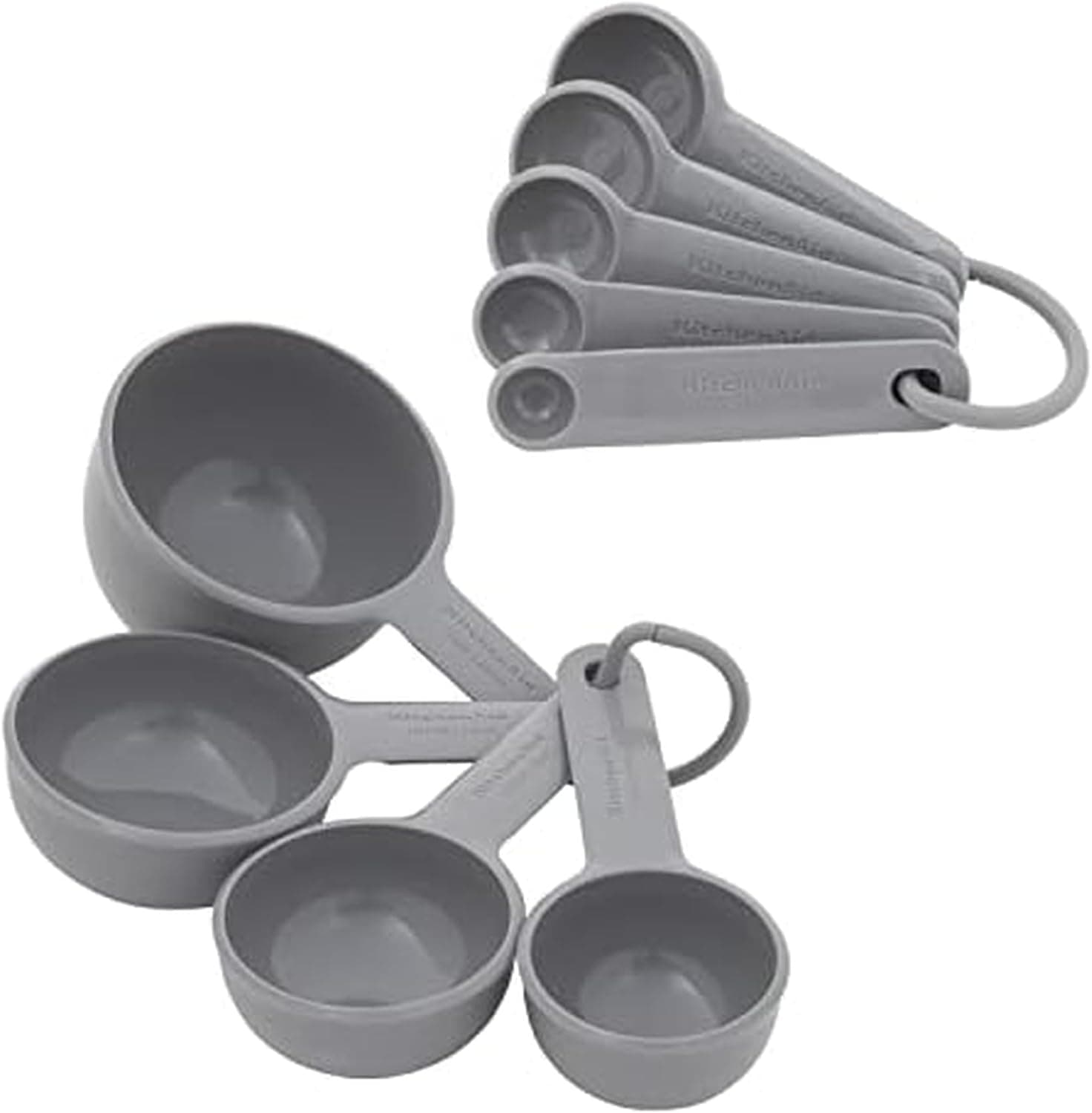 KitchenAid Universal Measuring Cup and Spoon Set, Nesting for Easy Storage, 9 Piece, Gray