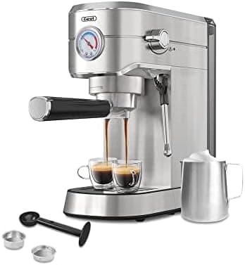 Gevi 20 Bar Compact Professional Espresso Machine with Milk Frother, Stainless Steel