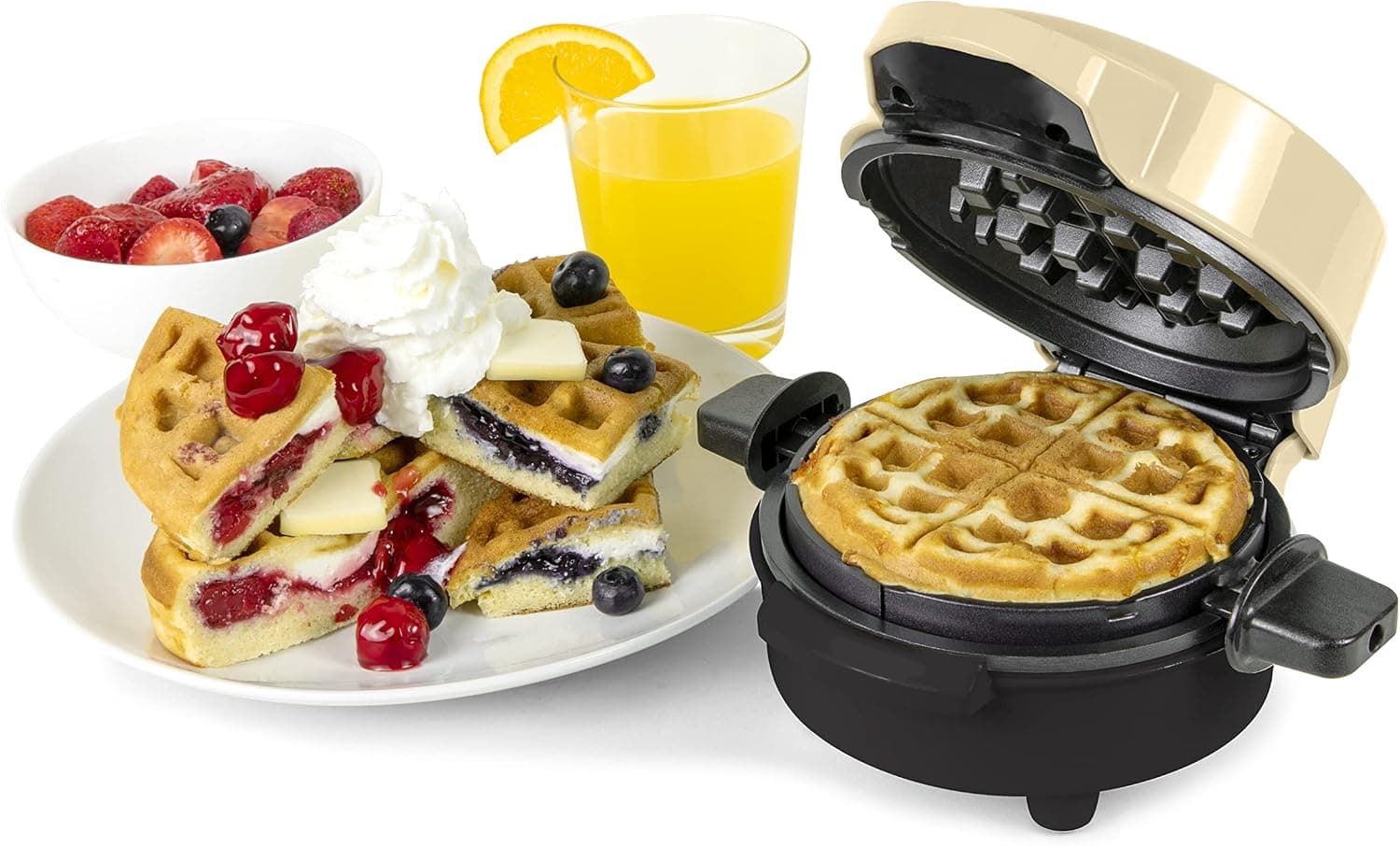 Nostalgia MyMini Stuffed Waffle Maker, 5-inch (Ivory)