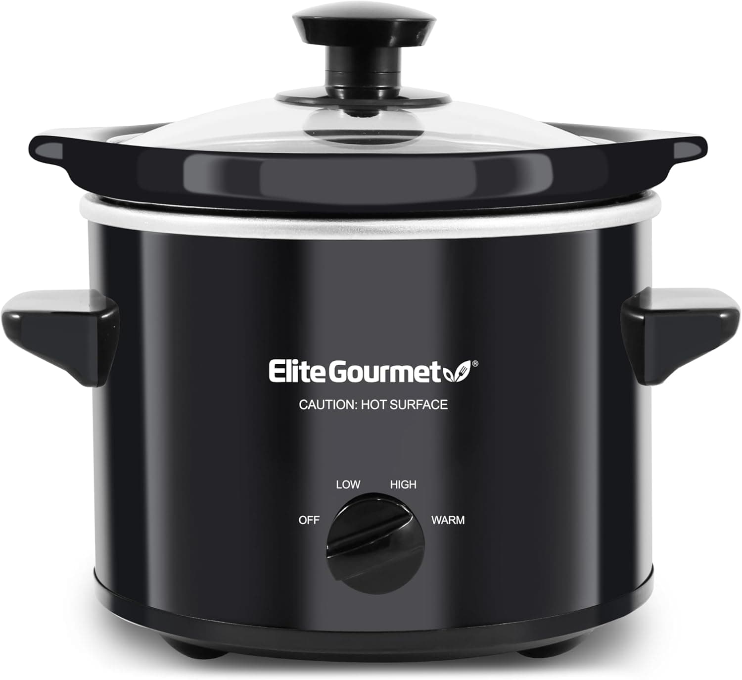 Elite Gourmet MST239X Electric Round Slow Cooker, 2 Qt, Black