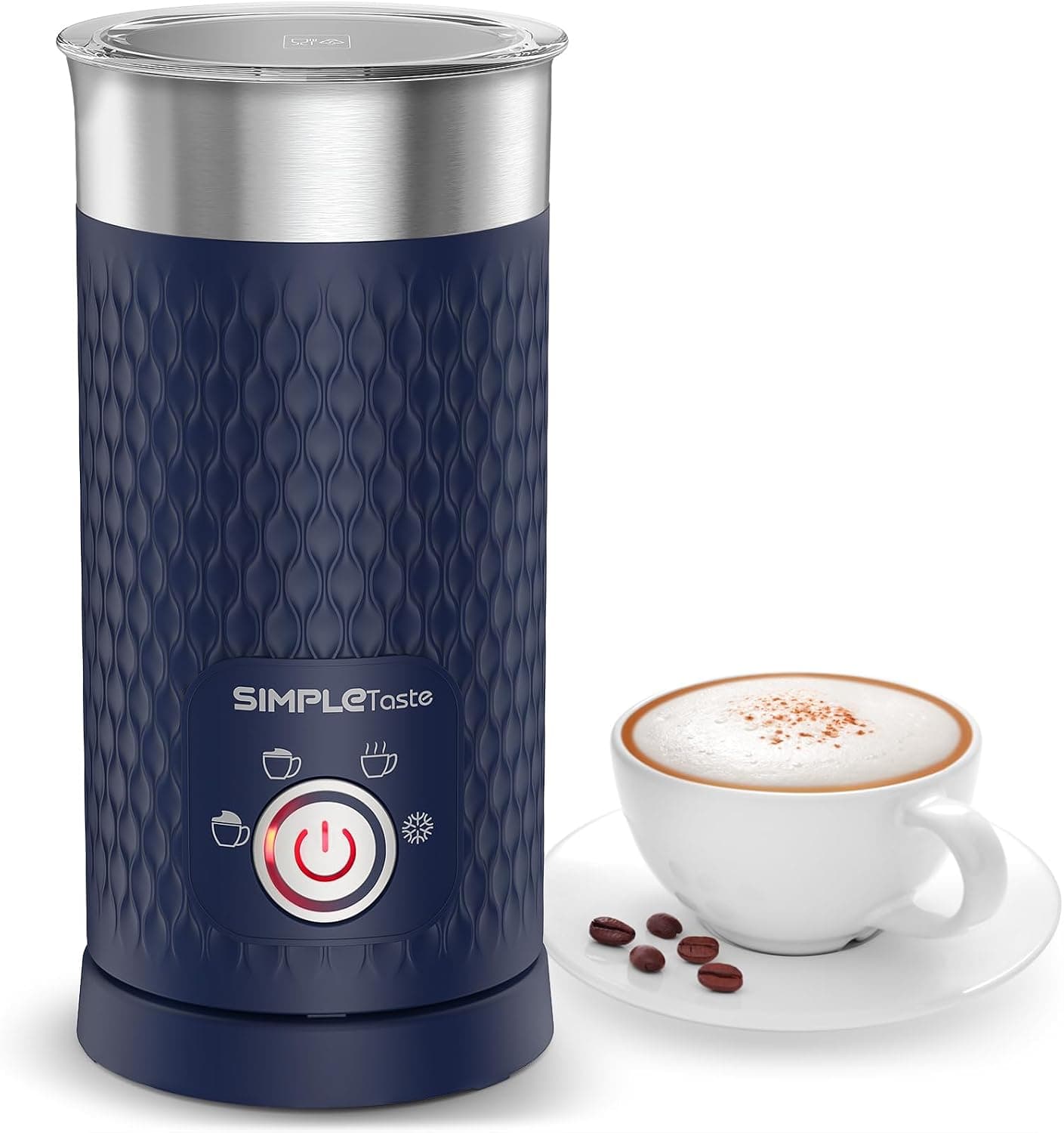SIMPLETASTE Milk Frother 4-in-1 Electric Milk Steamer and Foam Maker