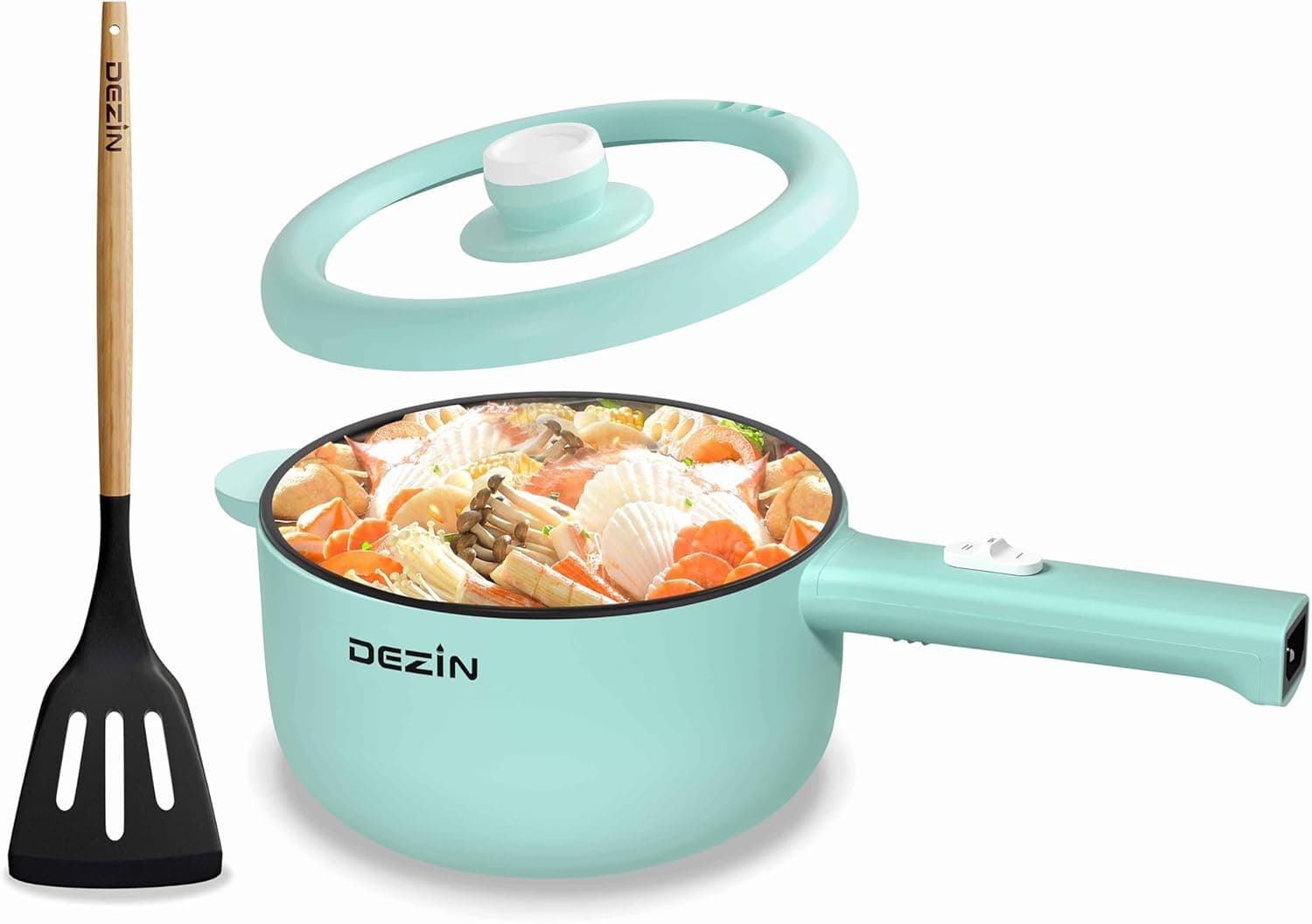 Dezin Hot Pot Electric, 2L Non-Stick Saute Pan, Rapid Noodles Cooker with Power Adjustment