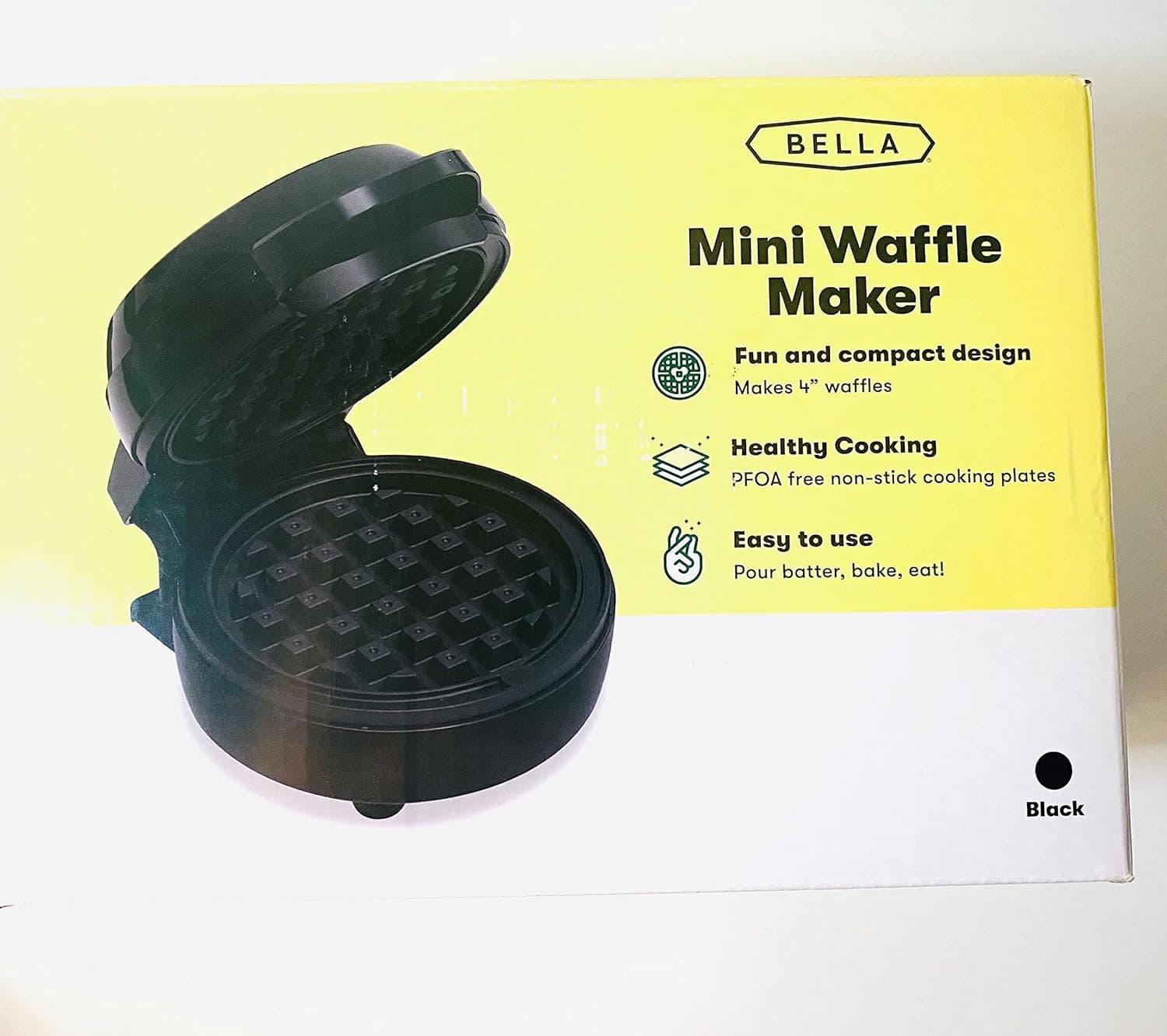 BELLA Mini Waffle Maker, Compact 4 Inch