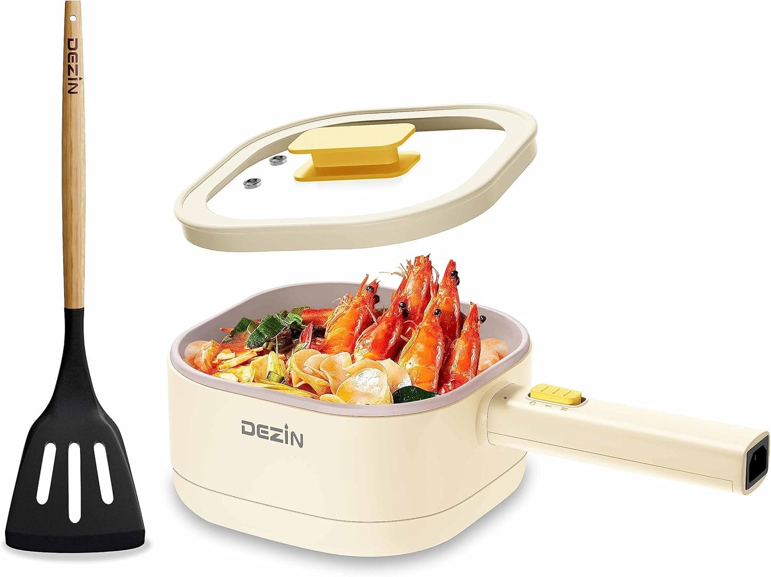 Dezin Hot Pot Electric, 2L Non-Stick Ceramic Coating Multifunction Cooker