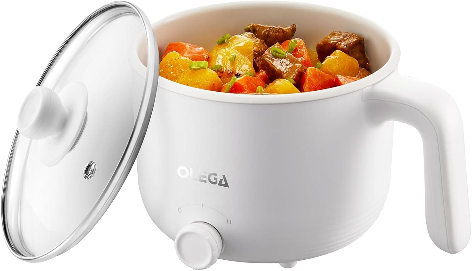 Mini Electric Cooker, 1.2L Non-Stick Hot Pot, Portable Ramen Cooker with Dual Power Control