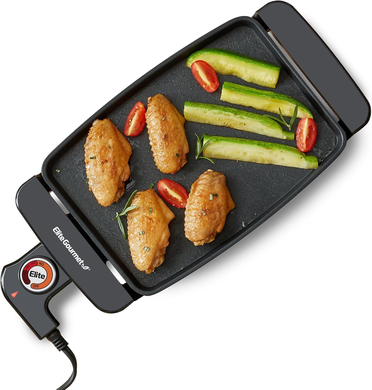 Elite Gourmet EGR8152 Compact Electric Griddle, Cool-Touch, 9.75"x7", Black