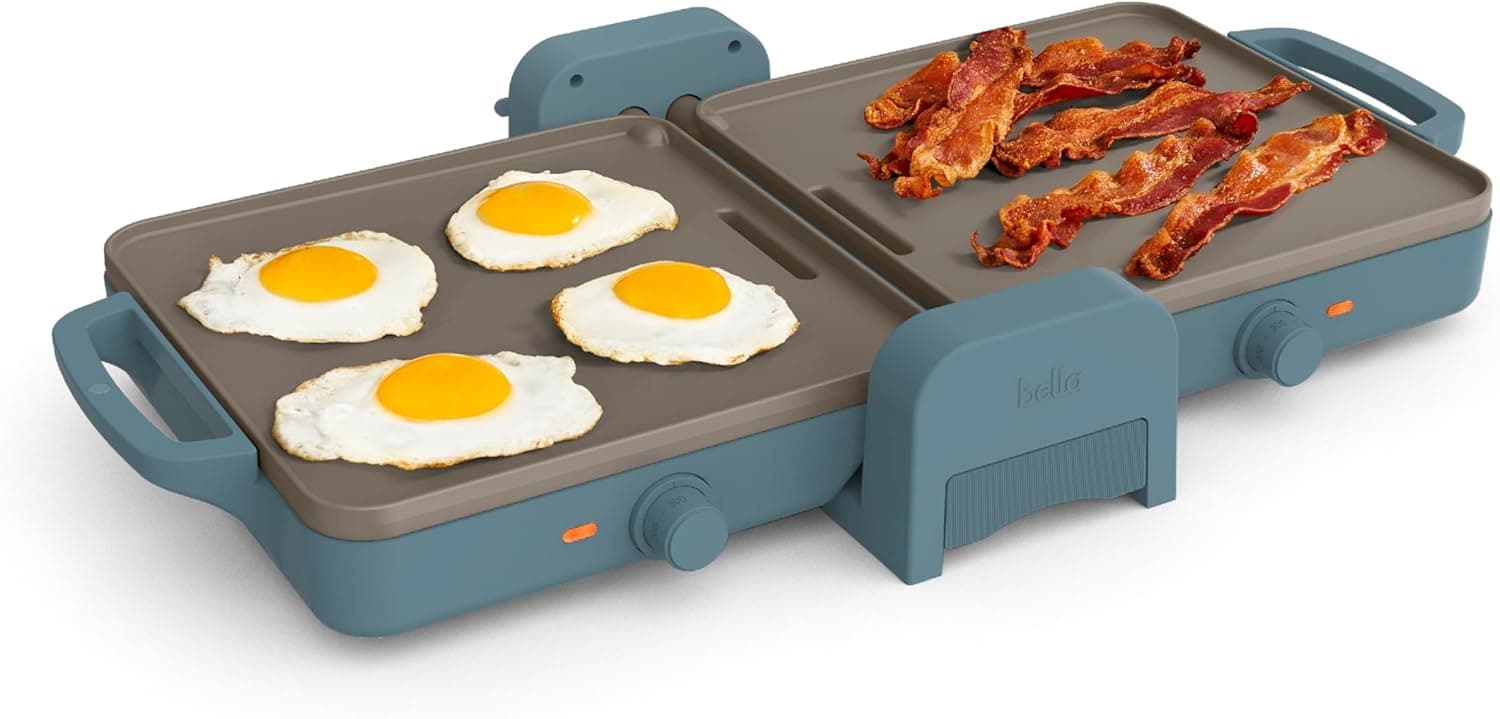 Bella Ceramic Fold-n-Store Dual Temp Griddle, 10"x20"