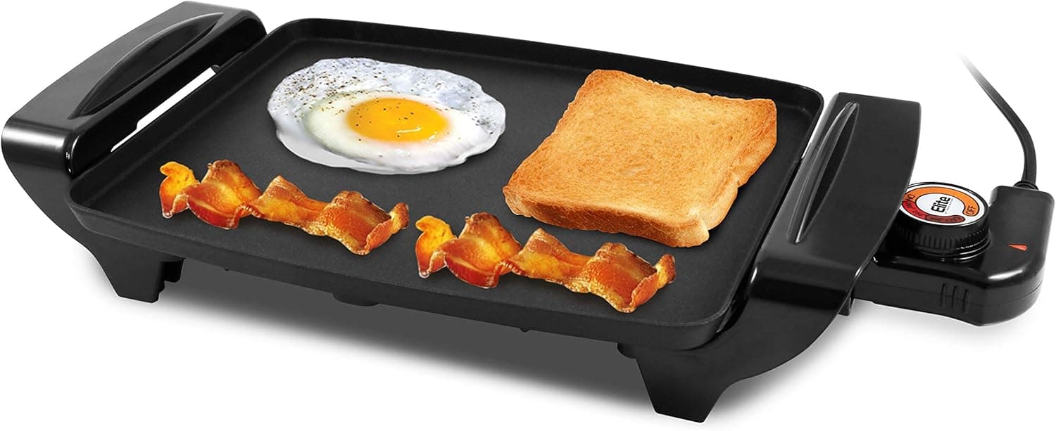 Elite Gourmet EGR-2722B Electric Griddle, Cool-Touch, 10.5"x8.5", Black