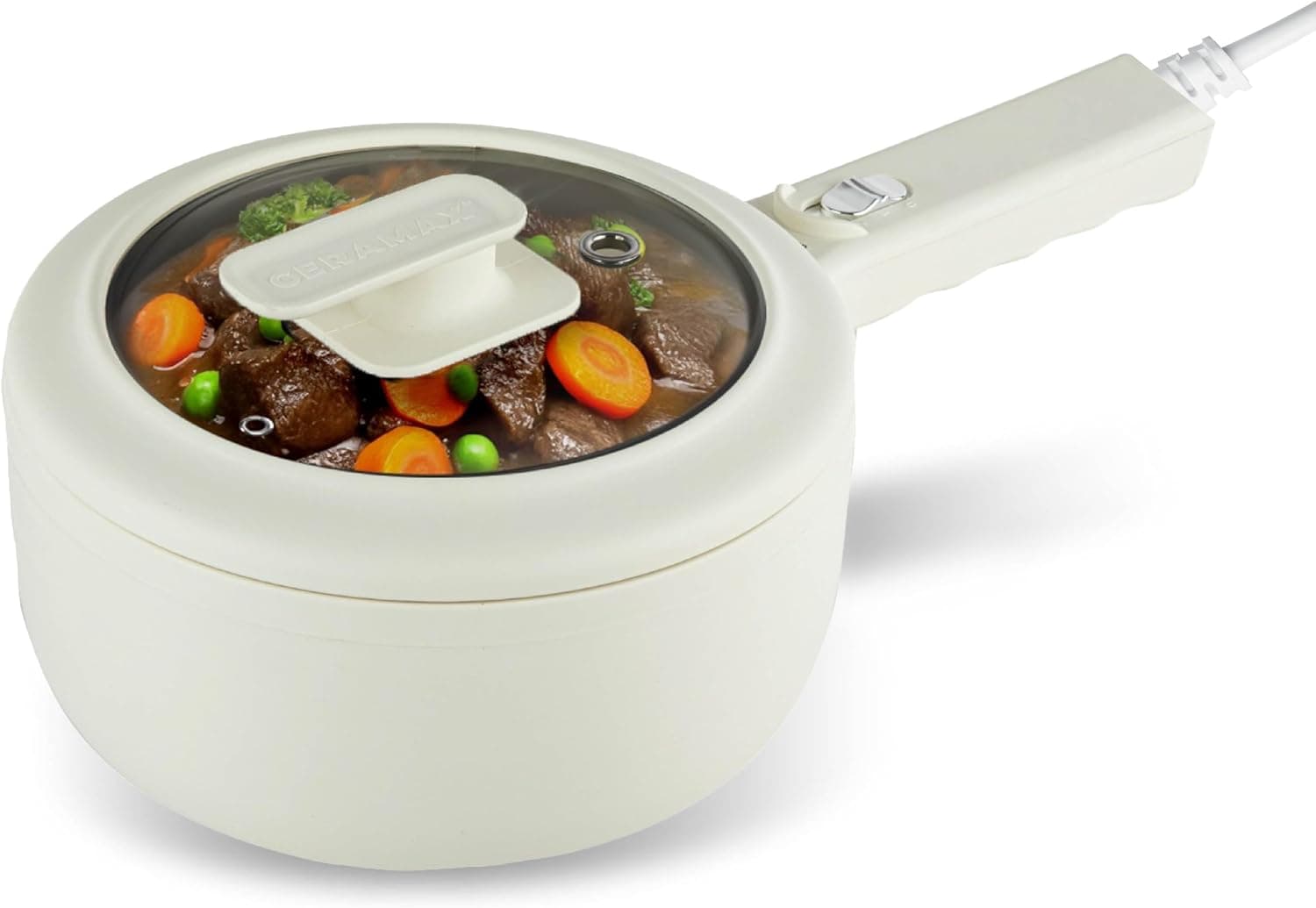 CERAMAX Electric Hot Pot for Cooking, Portable Nonstick Cooker for Dorm/Camping/RVs