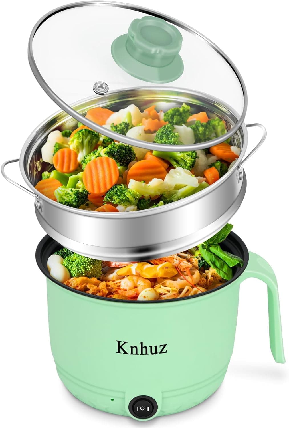 Hot Pot Electric With Steamer, 1.8L Mini Portable Self Heating Electric Pot