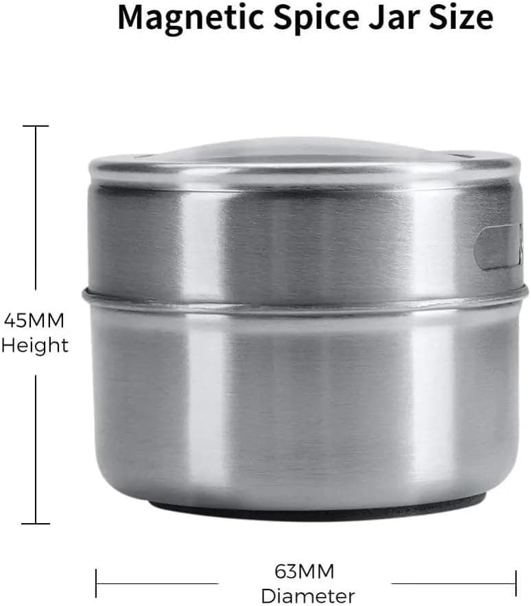 KeKee Magnetic Spice Jar Set Stainless Steel with Labels, 9 pcs