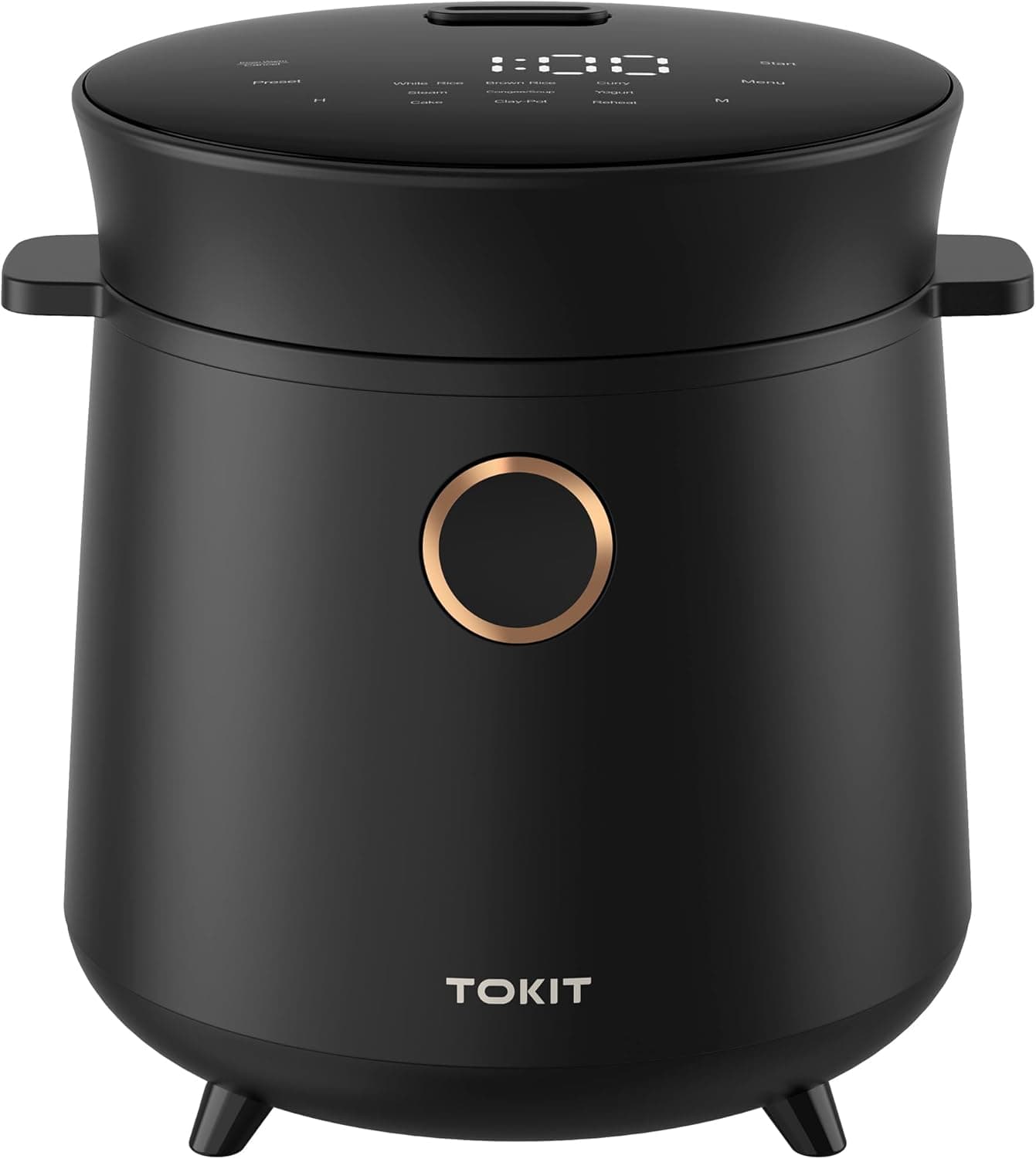 TOKIT Compact Mini Rice Cooker 3-Cup Uncooked, Ceramic Nonstick, 9 Functions