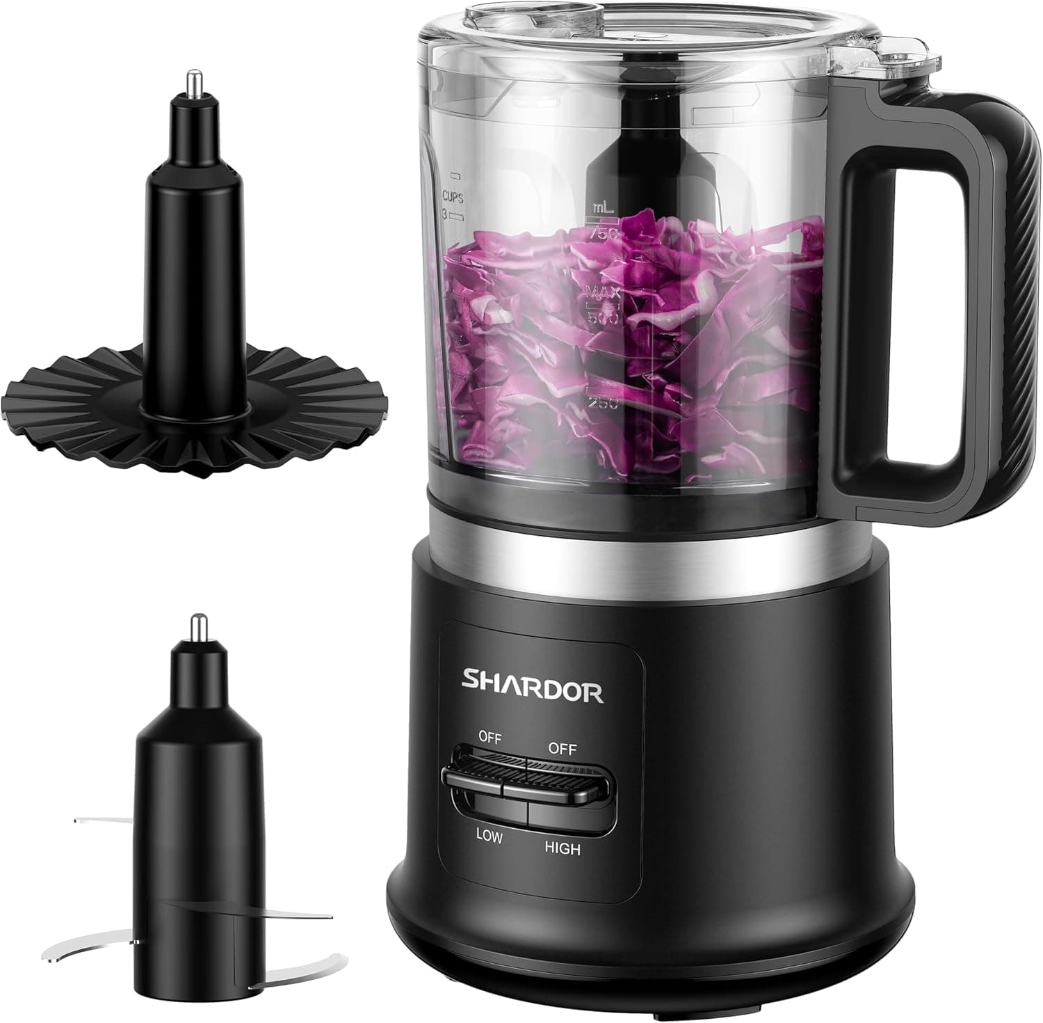 Food Chopper, 4 Cup Mini Food Processor, Electric Meat Grinder 2 Speed, 4 Blades, Whisk, 400W