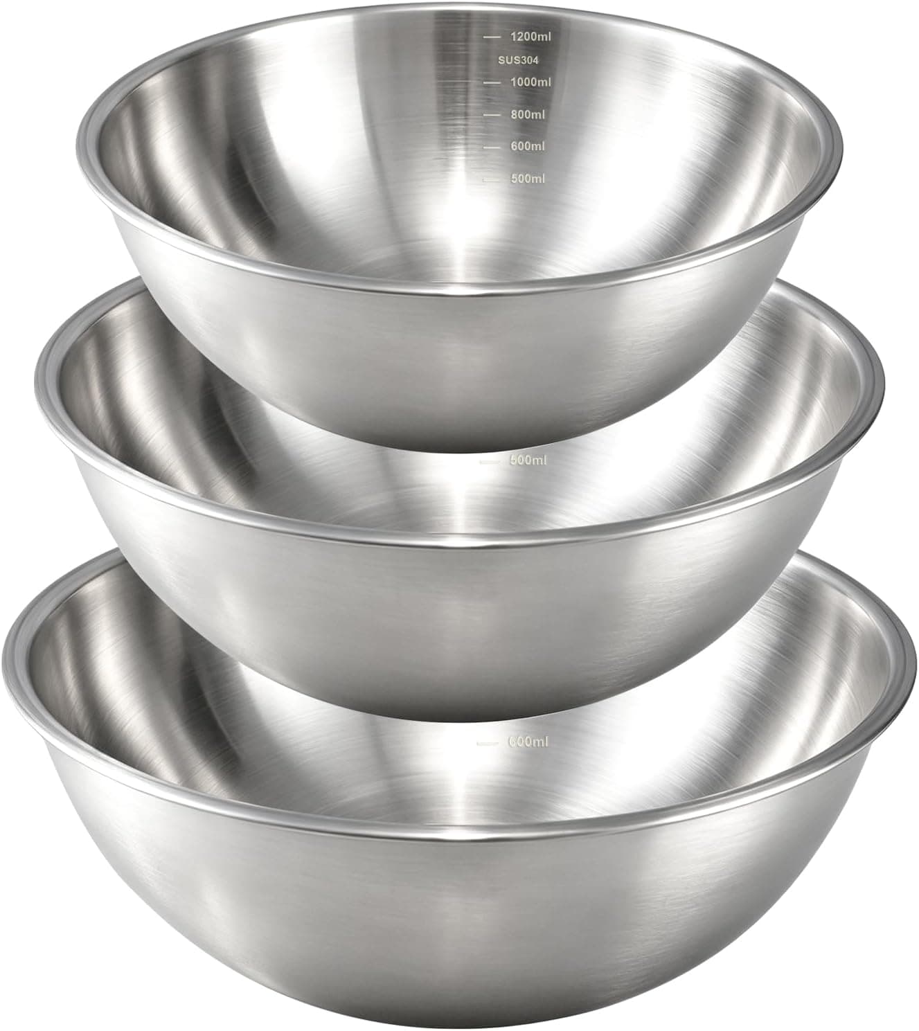 Gronivex Stainless Steel Mixing Bowls Set, 3-Piece Stackable Nesting Space-Saving for RV & Camp