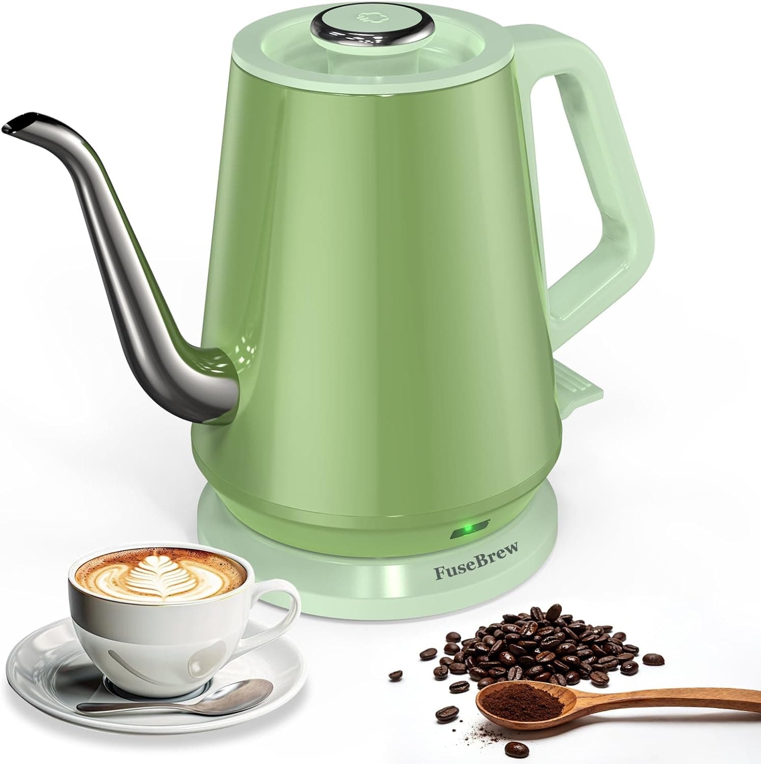 FuseBrew Gooseneck Electric Kettle 0.8L 1200W, Auto Shut-Off, Pour Over, Green