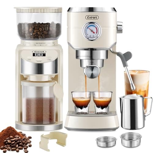 Gevi 20 Bar Espresso Machine with Conical Burr Anti-Static Coffee Grinder